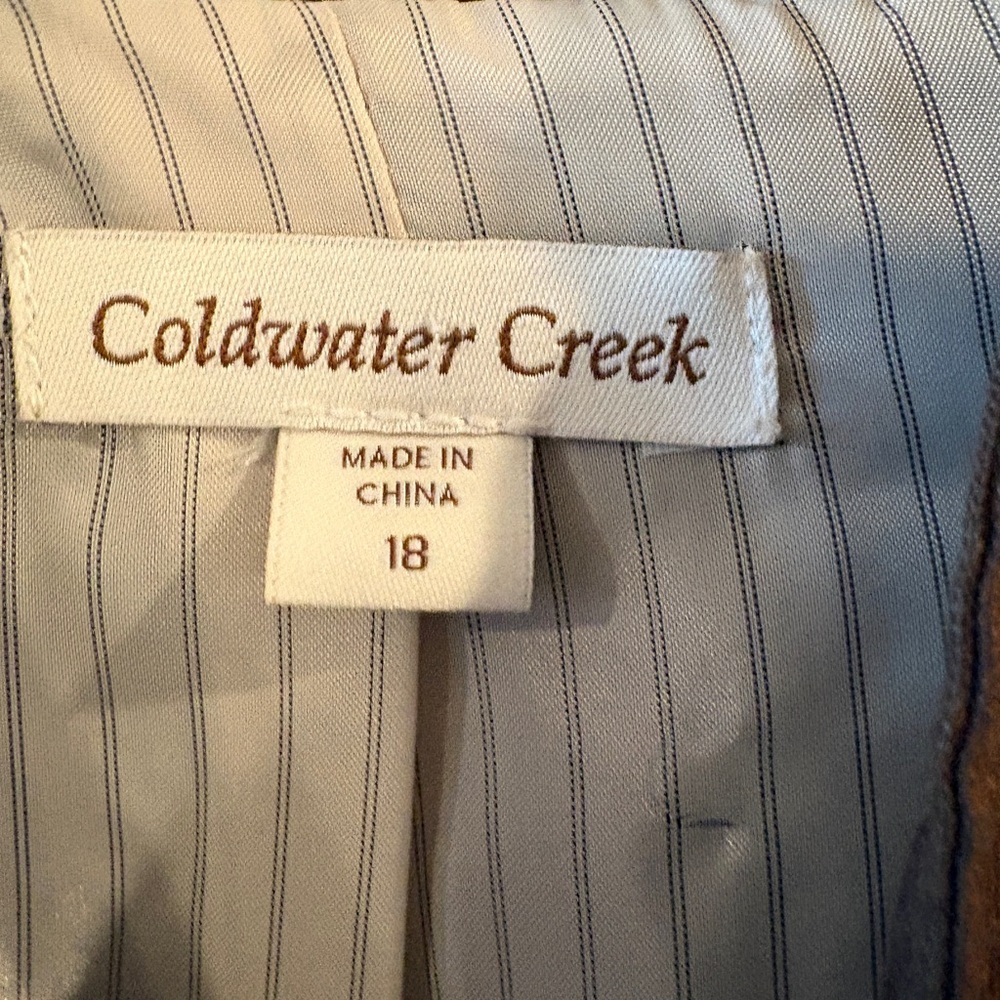 NWT Coldwater Creek  Brown Military Linen Safari Cargo Blazer / Jacket Size 18 - Picture 4 of 15